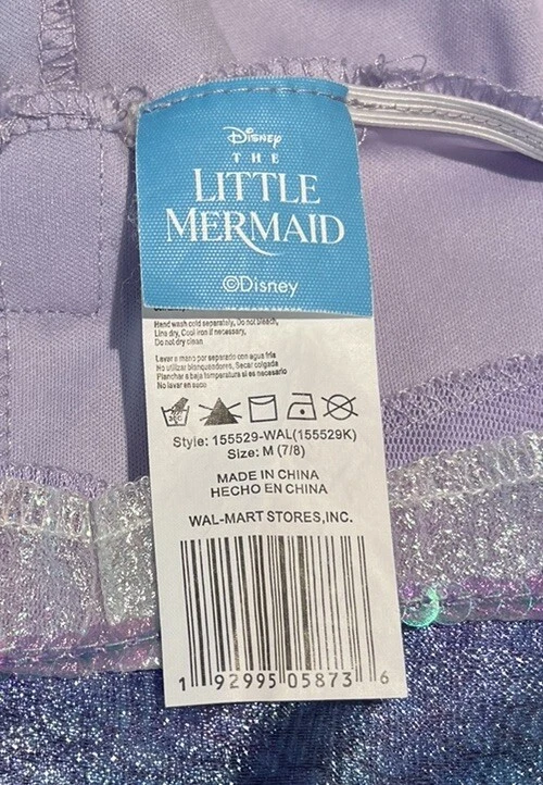 Ariel Little Mermaid Costume Girls Sz M 7/8 Halloween Play Party Dress Up - Image 3 of 4