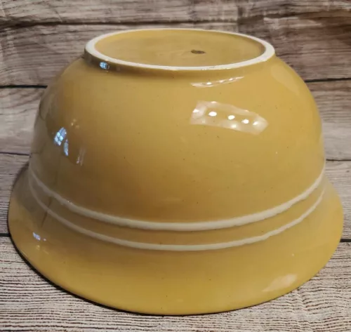  10" YELLOWWARE BANDED BOWL