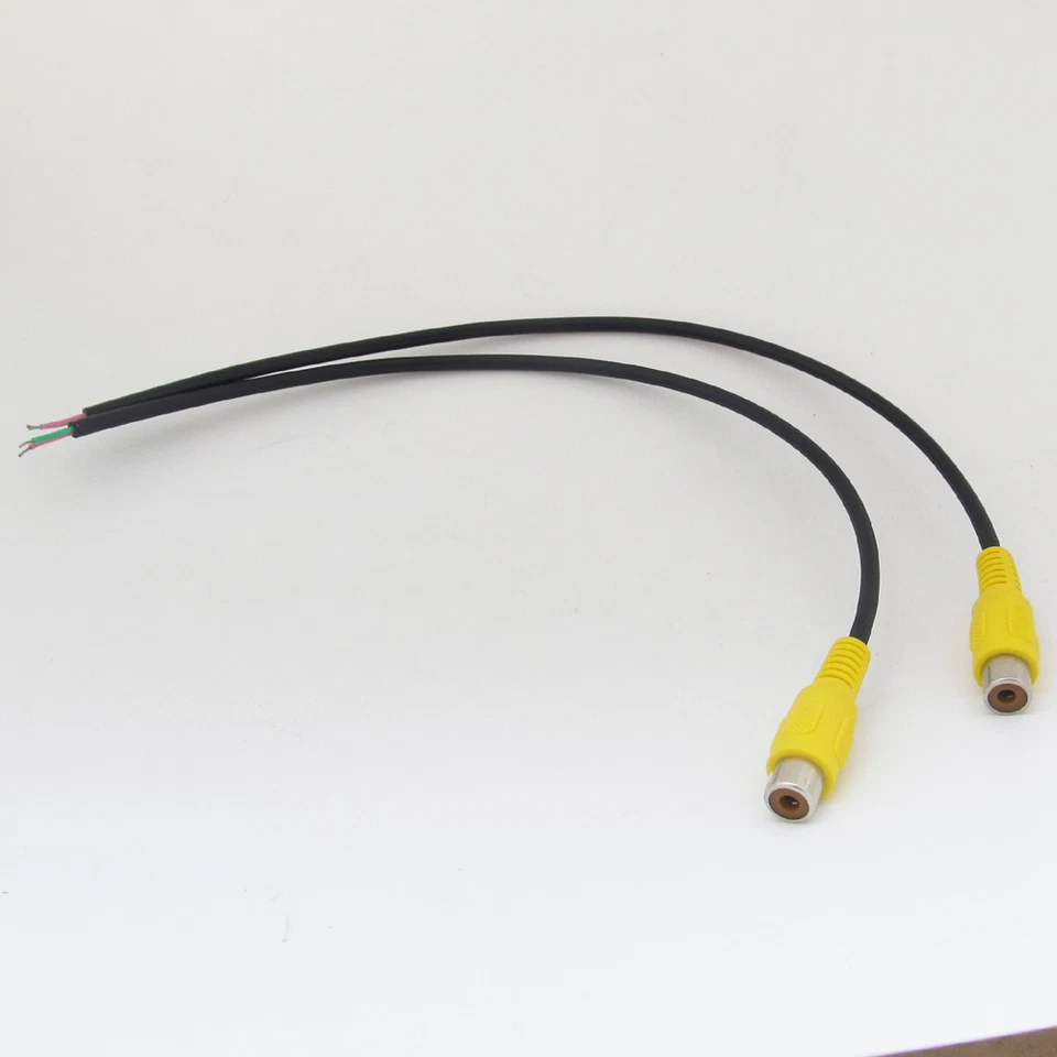 10pcs 0.3M/1ft Yellow Phono RCA Female Jack Audio Video DIY Pigtail Cable Black - Image 2 of 4