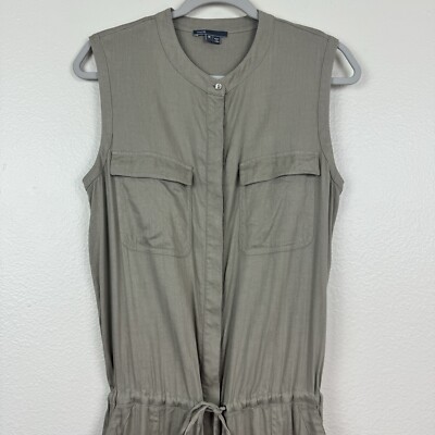 Vince Linen Blend Cargo Midi Shift Dress Sleeveless Shirtdress Sandbar Tan M | eBay Vince Linen Blend Cargo Midi Shift Dress Sleeveless Shirtdress Sandbar Tan M | eBay