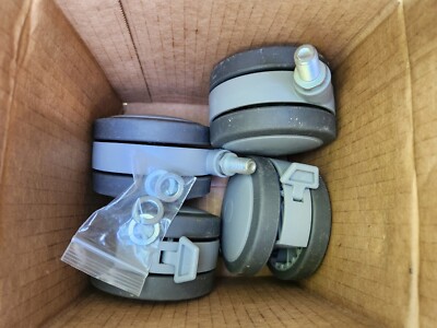 (4 Pack) Shepherd® Threaded Stem Soft Tread Caster, With Brake