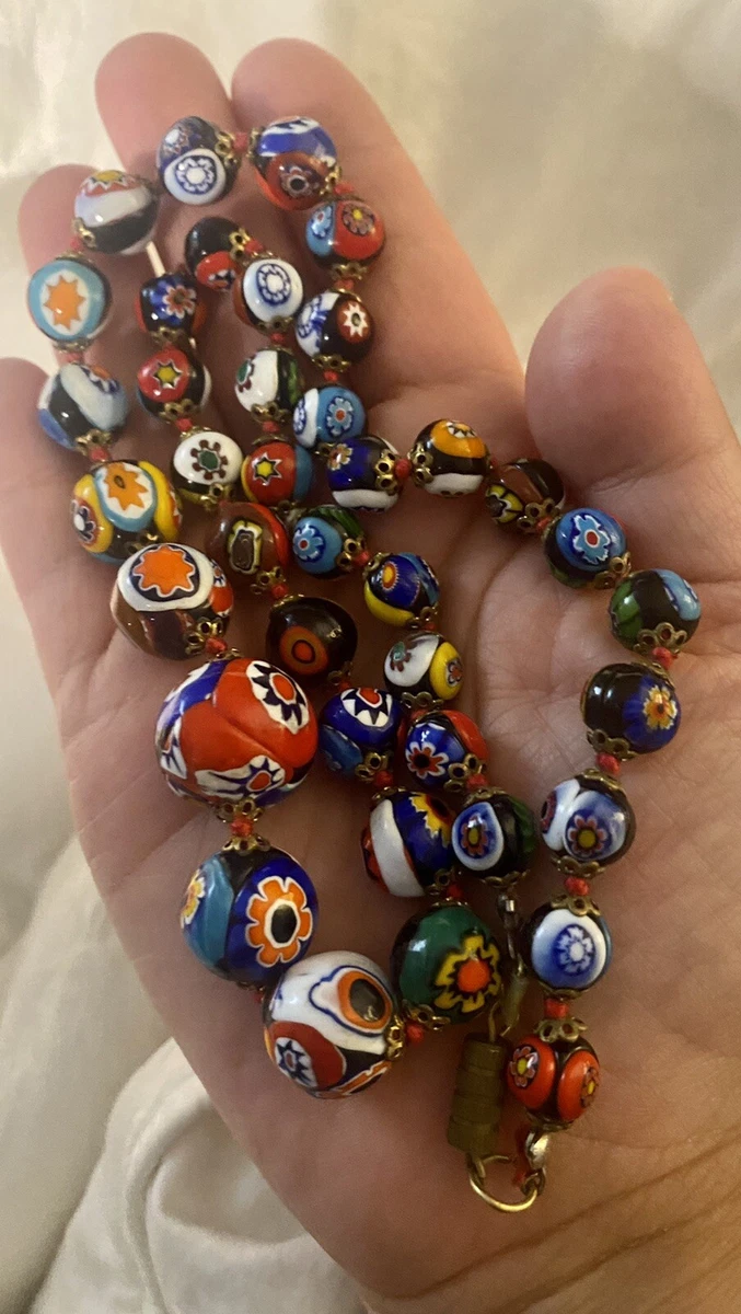 Antique venetian glass beads best sale necklace