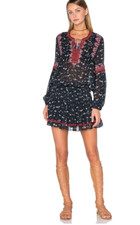 Ulla Johnson Women's Navy Blue Floral Silk Gita Mini Dress Size 4