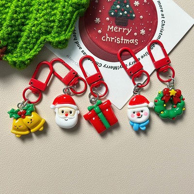 1/5Pcs Cute Cartoon Santa Claus Snowman Keychain Pendant Backpack Decoration