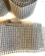 LOT/ Diamond Mesh Silver Rhinestone Wrap - 2 Lg rolls  2 Pcs 54" long 3" wide.