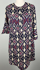 HOLDING HORSES Anthropologie 3/4sl Ikat 'Mira Dress' (Rayon) - 6, Navy Beige