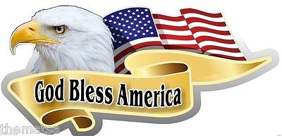 10cm Auto-Aufkleber God Bless America Eagle See-Adler Flag Flagge Fahne F1354