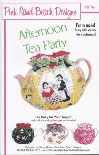 Afternoon Tea Party rosa Sand Strand Designs #104 ~ Teekanne Tee gemütliches Nähprojekt