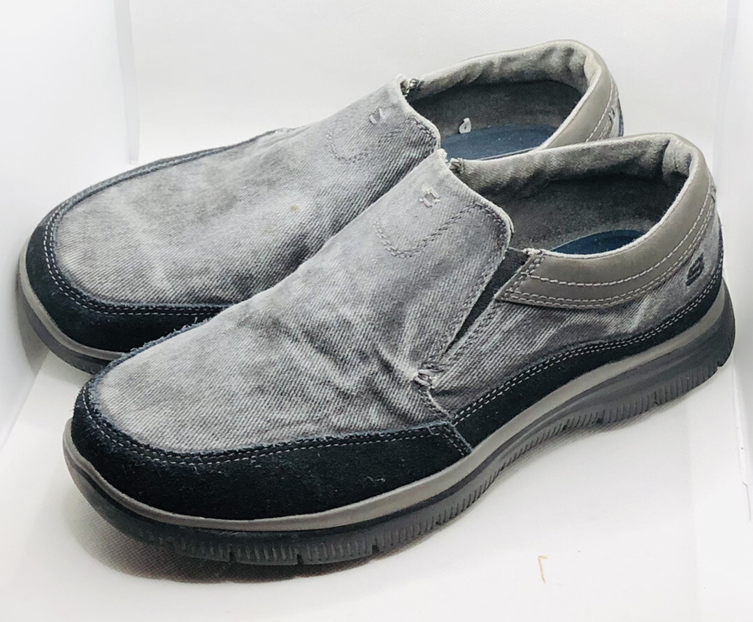 SKECHERS men’s gray Superior canvas memory foam loafer sneakers Size 9.5 SKECHERS Men main image 4