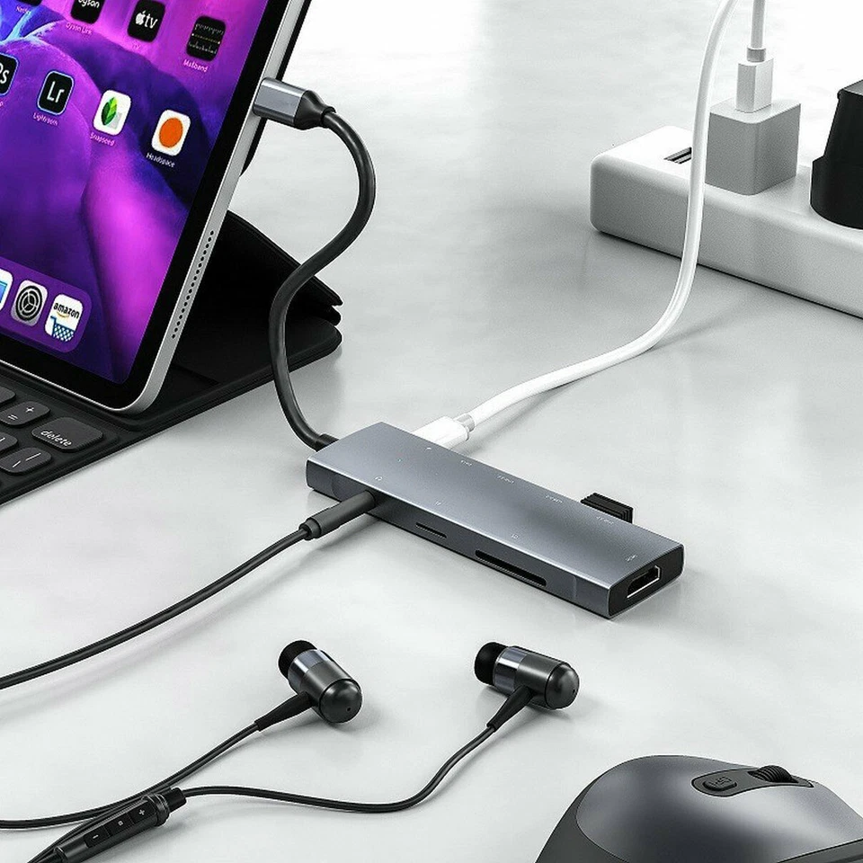 9 in 1 Multiport USB 3.0 Type-C Adapter USB-C HUB to 4K HDMI For Pro Air MacBook - Image 3 of 4