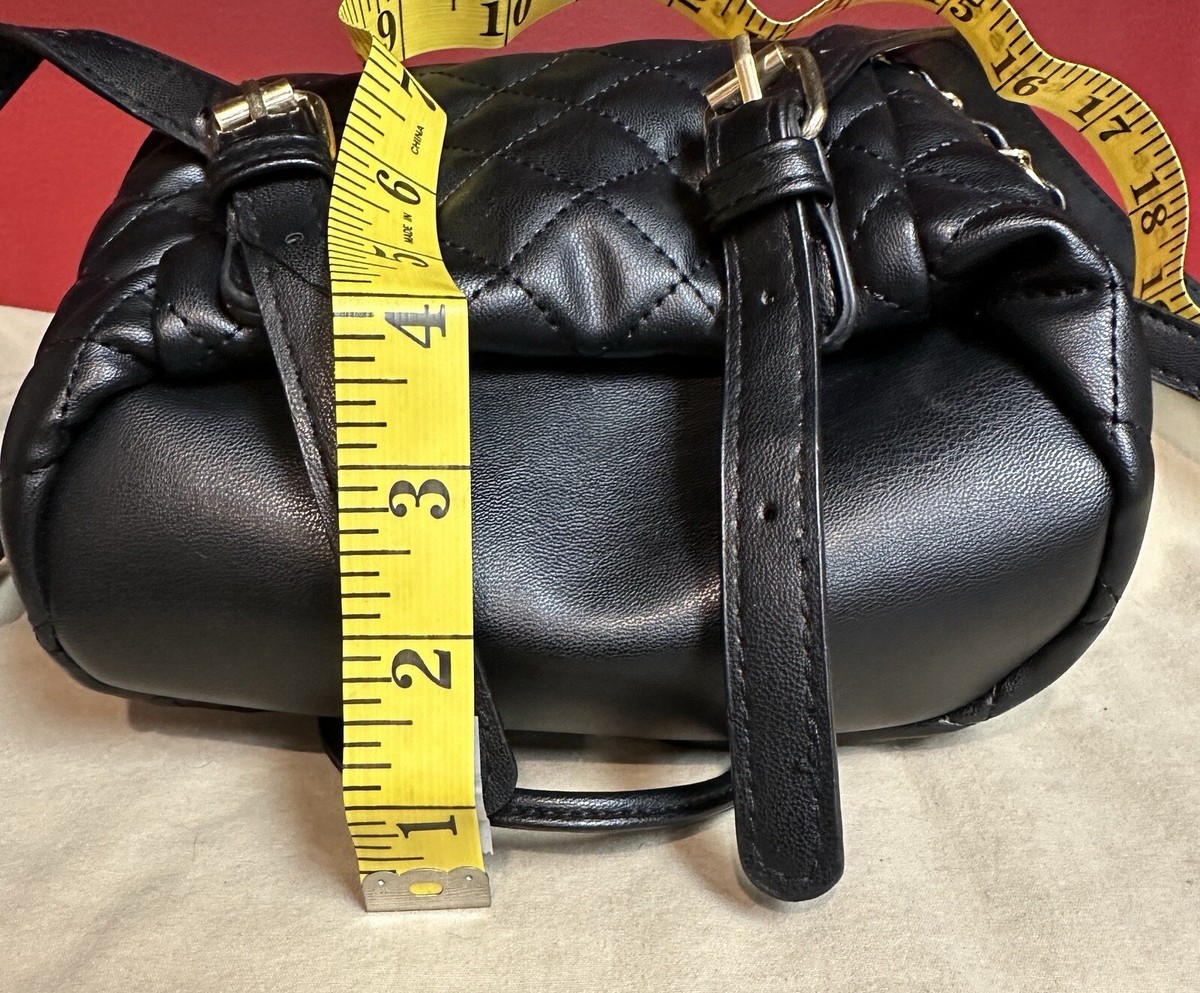 Badgley Mischka Black Quilted Micro Mini Backpack Purse Adjustable Straps Badgley Mischka Black Quilted Micro Mini Backpack Purse  main image 3