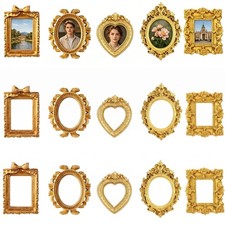 15PCS Gold Mini Picture Frames Vintage Resin Miniature 2 inches,