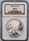 2005 American Silver Eagle - NGC Graded MS69 !!