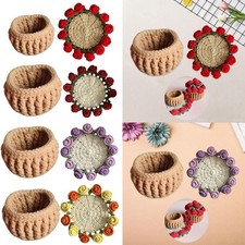 Beginner Crochet Kit Handmade Floral Coaster with Yarn Complete Hand Woven