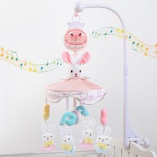 Baby Crib Mobile for Girls with Music, Lights Projection, Adjustable Volume...