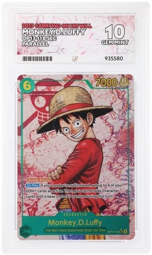 RARE One Piece Monkey.D.Luffy OP13-118 Alt Art Card ACE PSA 10 Carrying On His W