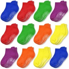 Non Slip Toddler Socks 12 Pairs Ankle Socks with Grips for 3-5 Years Toddlers...