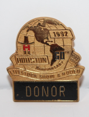 Houston Livestock Show & Rodeo 1992 Donor 60th Anniversary Pin Badge