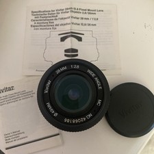Camera Lens - Vivitar Wide Angle 28mm 1:2.8 MC Manual Focus 49mm With Manual
