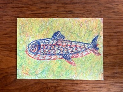 ACEO Artist Card  Fish Out Of Water  Hand Drawn 3D Effect Colored Pencil