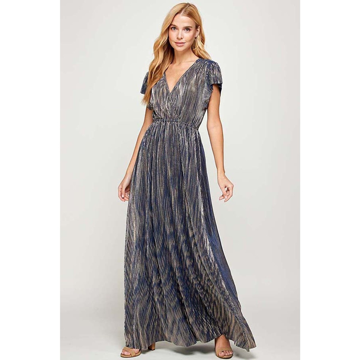 green emerald velvet dress Navy & Gold Print Maxi Dress