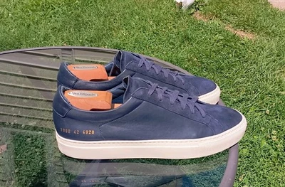 Common Projects Achilles Low Navy 42EU 9/9.5US 3999 w/ COA EUC $450 - Image 1 of 4