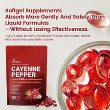 VivoNu Cayenne Pepper Softgels Supplement - 240 Capsules NEW FREE SHIP