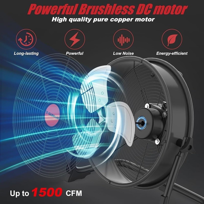 12 Inch Battery Fan High Velocity Adjustable Speed Portable Outdoor Use