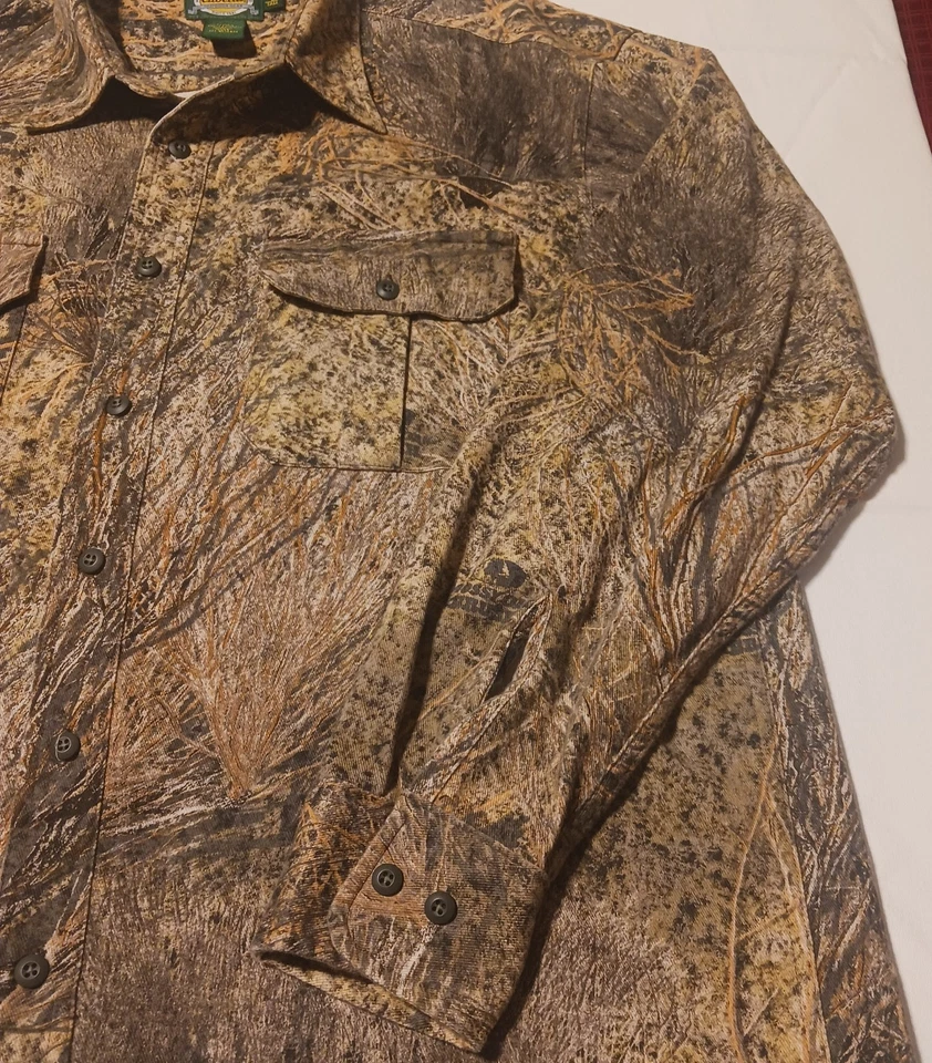 Camisa de camuflaje Cabela’s Mossy Oak Brush manga larga abotonada para hombre L alta Foto 2 de 4