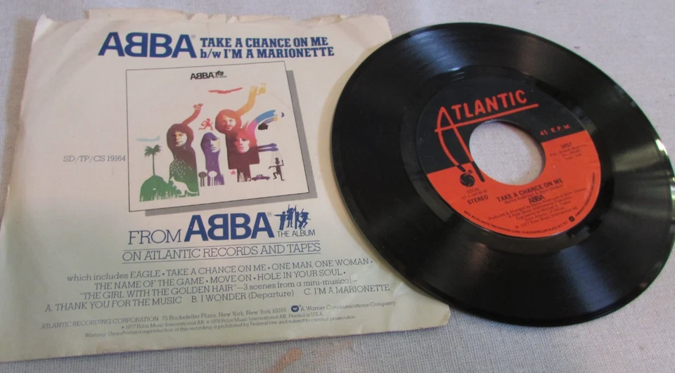 Vinyl record 45 single Picture sleeve ABBA Take a chance on me I'm a marionette - Image 2 of 2