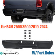 Steel Rear Step Bumper Assembly Black W Park Holes For Ram 2500 3500 2019-2024 Steel Rear Step Bumper Assembly Black W Park Holes For Ram 2500 3500 2019-2024