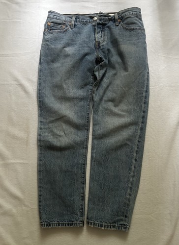 Levi's Blue Denim Tapered Jeans Button Fly 501 Made from white oak cone denim 28