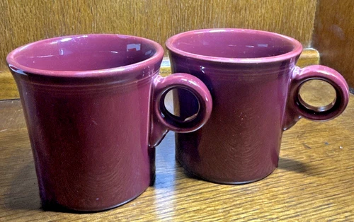 2 - Homer Laughlin HLC Fiesta USA Ring Handle Coffee Mug - Burgundy - Free SH