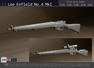 Lee Enfield No.4 Mk1 - 1/35, 1/32, 1/24, 1/18, 1/16 Resin Model