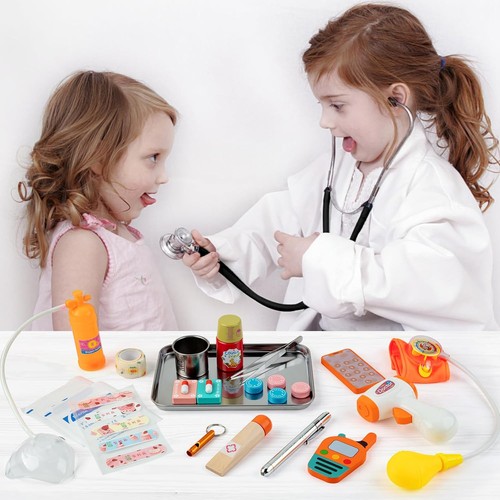 Doctors Set for Kids, Wooden Kids Doctors Kit with Real Stethoscope - Afbeelding 6 van 6