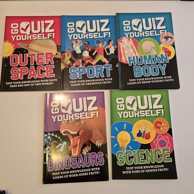 Go Quiz Yourself! Kids Book Bundle, Sport, Dinosaurs, Human Body, Space, Science