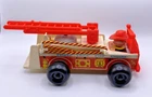 Vintage 1968 Fisher Price Little People Fire Truck Engine 720 Wood Toy 8" W/Bell