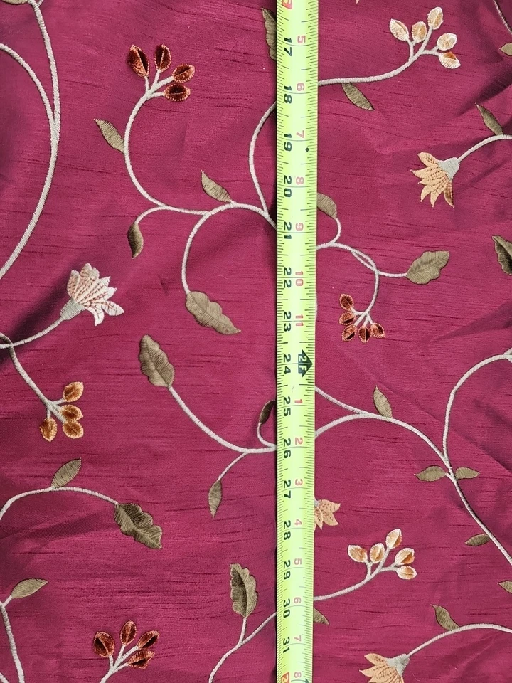 8+ Yards 56" Wide FAUX SILK FLOWERS EMBROIDERED~ DRAPERY Bags - Burgundy - Image 3 of 4
