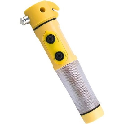 Yellow Multi-Function Car Safety Hammer w/ Flashlight, Emergency Escape Tool