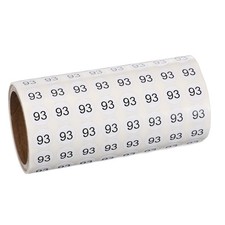 0.4" Small Round Number Stickers Roll, 1000 Pcs Circle Labels, Black Number 93