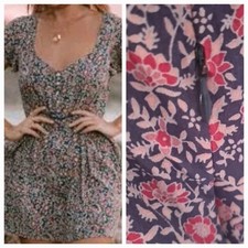 Spell & The Gypsy Womens  Jasmine Navy Floral Boho Sundress XS 8 👇Check