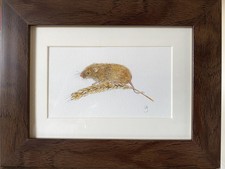 ORIGINAL (Not A print!) Framed Painting Harvest Mouse by Lisa EVANS