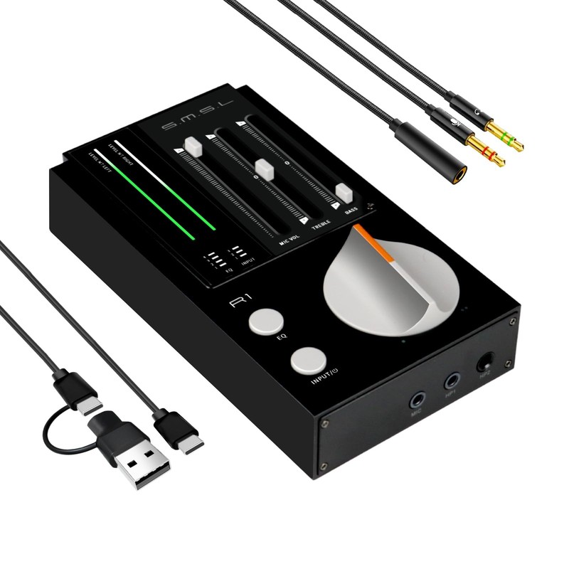 SMSL R1 DAC Headphone Amplifier, Desktop USB C Digital to Analog Audio Black