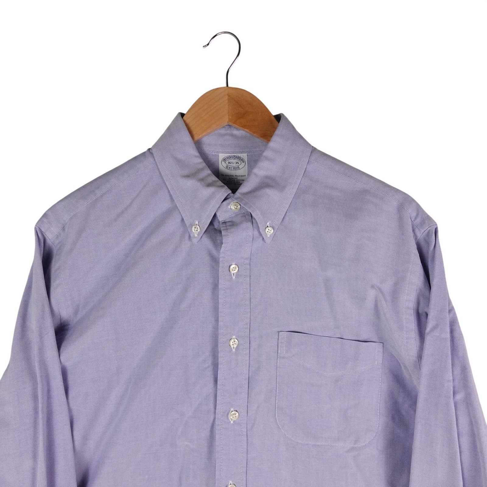 Brooks Brothers Mens 16.5-35 Slim Fit Supima Cotton Oxford Shirt Purple USA Made