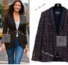 CHANEL 19PF Black Gold Wool Mohair Silk Tweed Jacket Karl Lagerfeld 36 38 US4 6