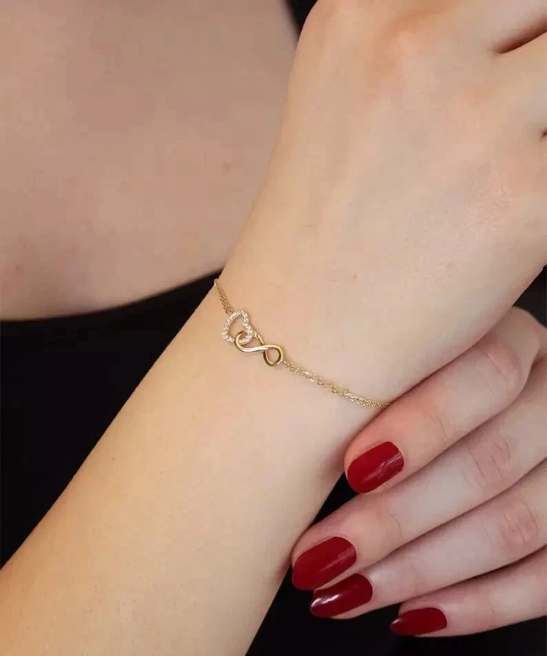 Brazalete Tenis Infinito Diamante Simulado Corte Redondo 1 Ct Chapado en Oro Amarillo 14k Foto 2 de 4