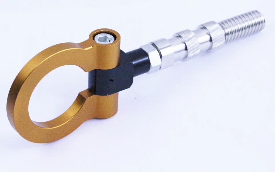 Gancho de remolque de aluminio con tornillo delantero 99-06 Volkswagen Golf (MkIV, MkV, MkVI) DORADO Foto 3 de 4