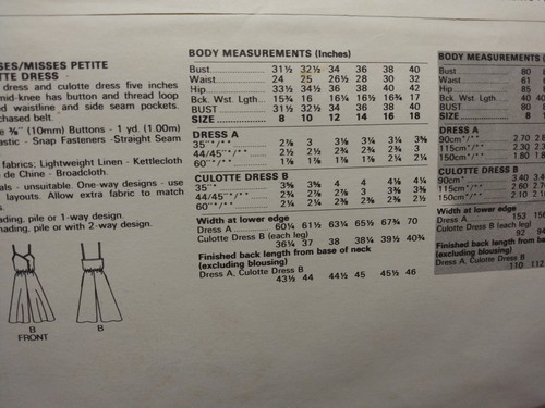 Butterick Pattern 4393 MISSES Culotte Dress & Dress 2 Styles Size 16 UNCUT NOS - Picture 7 of 7