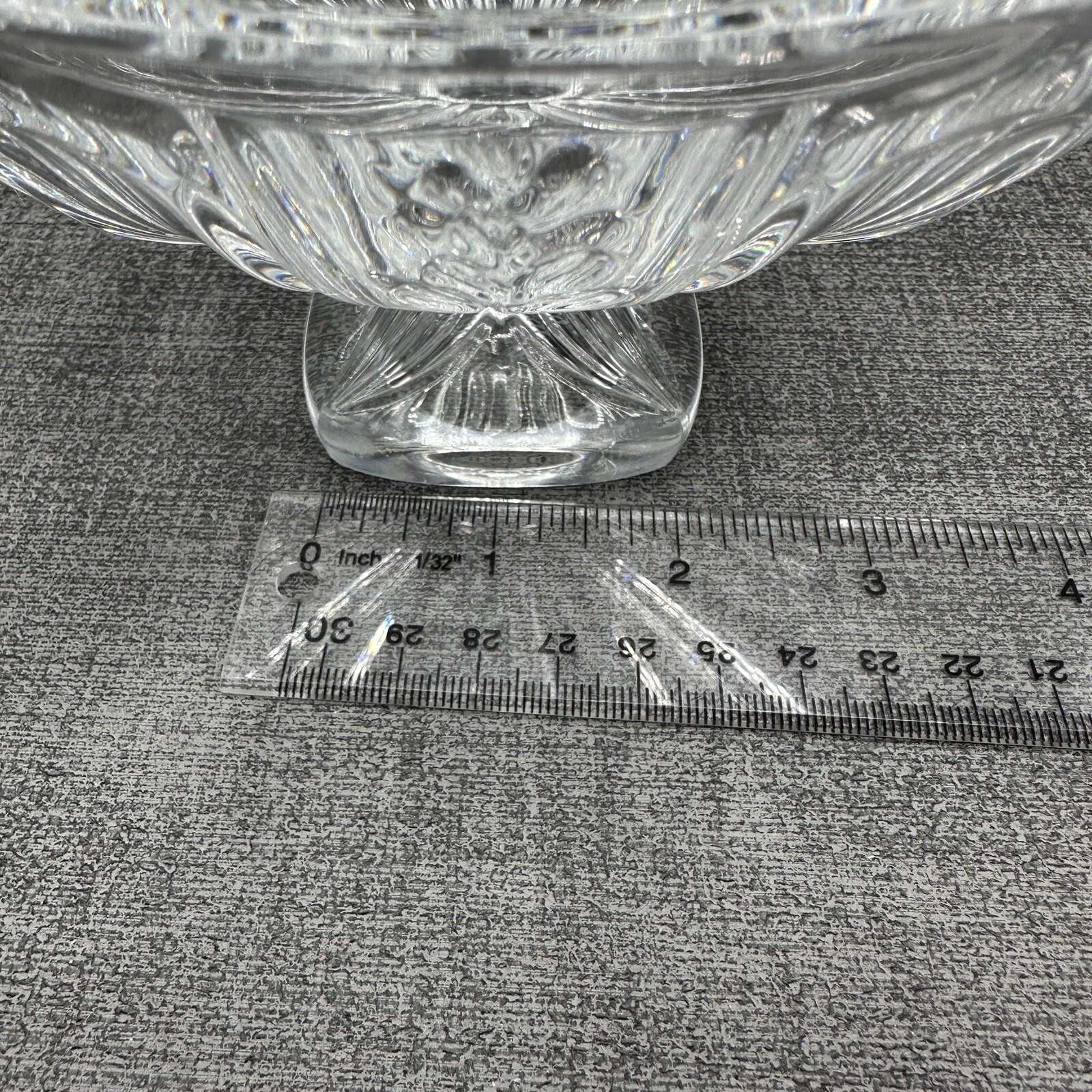 Footed Square Candy Crystal Bowl Czech Republic Pedestal 24% Full Lead Vtg