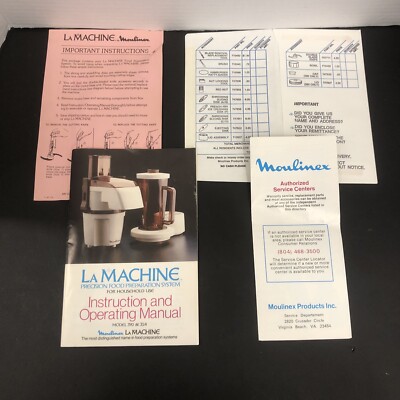 OEM LA MACHINE Moulinex Model 390 354 MANUAL & ALL INSERTS